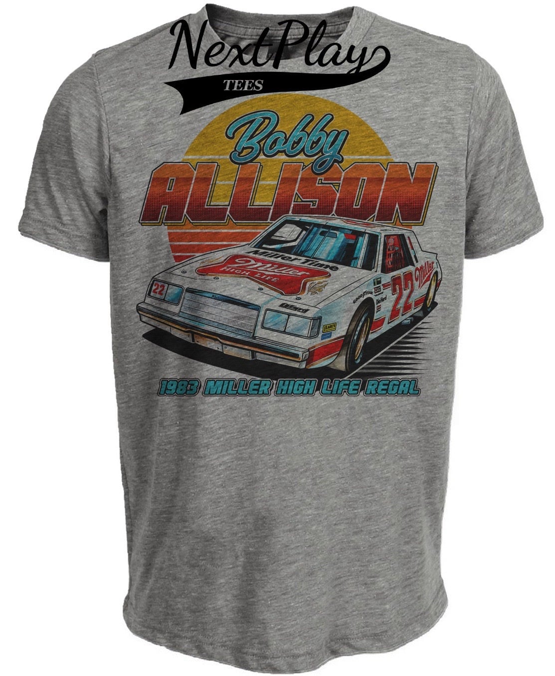 Bobby Allison Driver Retro Racing Gray Sublimated T-Shirt