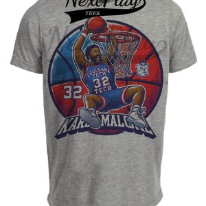 Louisiana Tech Bulldogs Karl Malone Exclusive Retro March Madness Basketball Artwork Heather Gray Sublimated T-Shirt
