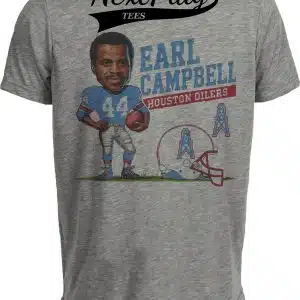 Houston Oilers Earl Campbell Exclusive Retro Football 1978 Artwork Heather Gray Sublimated T-Shirt