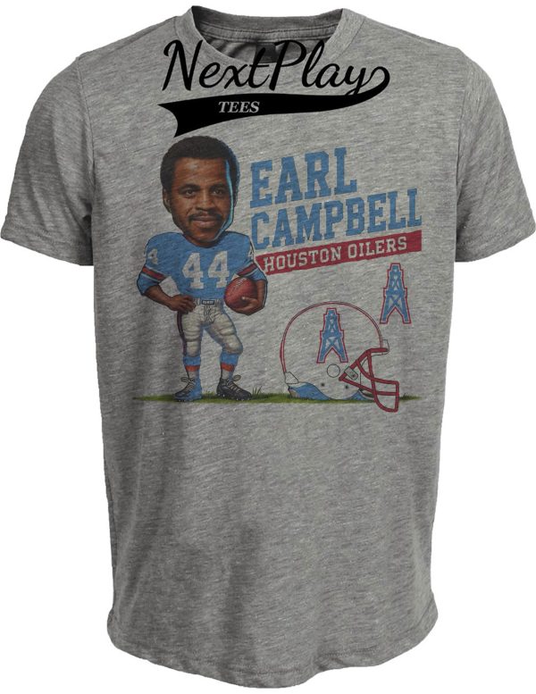 Houston Oilers Earl Campbell Exclusive Retro Football 1978 Artwork Heather Gray Sublimated T-Shirt