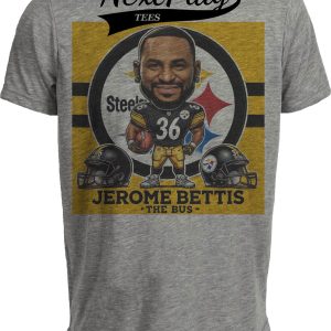 Pittsburgh Steelers Jerome The Bus Bettis Exclusive Retro Football 1997 Artwork Heather Gray Sublimated T-Shirt