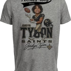 New Orleans Saints Jordyn Tyson Draft Football Gray Sublimated T-Shirt