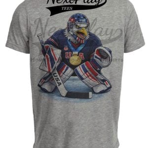 USA Hockey Gold Bald Eagle Goalie Winter Olympics Gray Sublimated T-Shirt