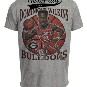 Georgia Bulldogs Dominique Wilkins Exclusive Retro Basketball 1981 Artwork Heather Gray Sublimated T-Shirt