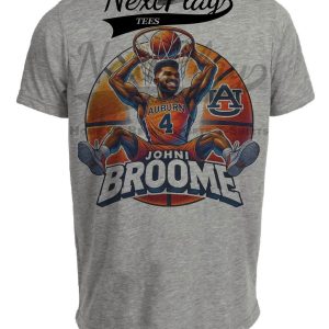 Auburn Tigers Johni Broome Exclusive Retro Basketball Artwork Heather Gray Sublimated T-Shirt