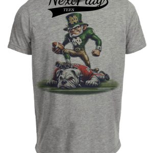 Notre Dame Fighting Irish vs. Georgia Bulldogs Exclusive Retro Rivalries Playoff Football Stomp Artwork Heather Gray Sublimated T-Shirt