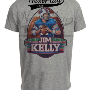 Buffalo Bills Jim Kelly Exclusive Retro Football Artwork Heather Gray Sublimated T-Shirt