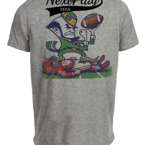 Notre Dame Fighting Irish vs. Indiana Hoosiers Exclusive Retro Rivalries Playoff Football Artwork Heather Gray Sublimated T-Shirt