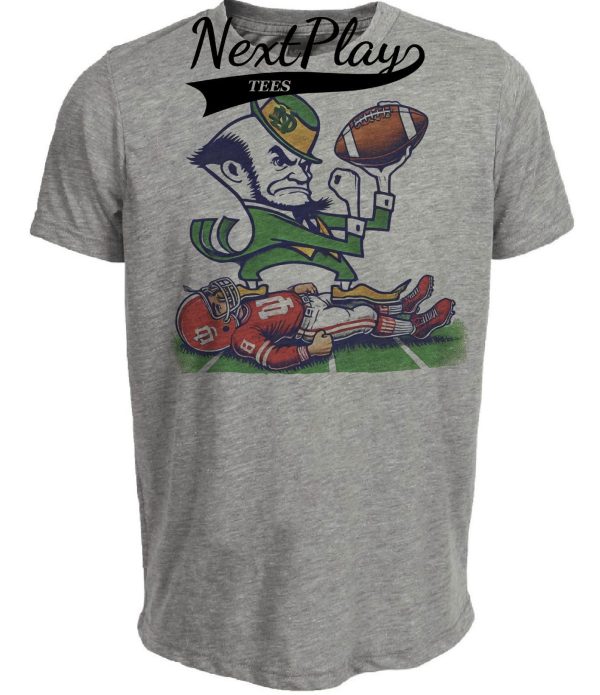 Notre Dame Fighting Irish vs. Indiana Hoosiers Exclusive Retro Rivalries Playoff Football Artwork Heather Gray Sublimated T-Shirt