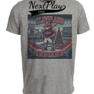 Cleveland Indians Holiday Stadium Exclusive Retro Baseball Artwork Heather Gray Sublimated T-Shirt