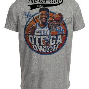 Kentucky Wildcats Otega Oweh Exclusive Retro March Madness Basketball Artwork Heather Gray Sublimated T-Shirt