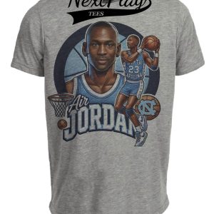 North Carolina Tar Heels Michael Jordan Exclusive Retro Basketball 1982 Artwork Heather Gray Sublimated T-Shirt