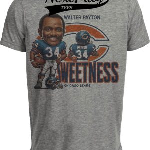 Chicago Bears Walter Payton Sweetness RB Exclusive Retro Football 1985 Artwork Heather Gray Sublimated T-Shirt