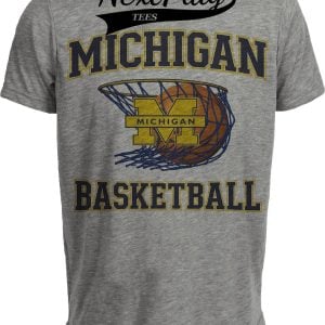 Michigan Wolverines Vintage Basketball Gray Sublimated T-Shirt