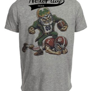 Notre Dame Fighting Irish vs. Indiana Hoosiers Exclusive Retro Rivalries Playoff Football Artwork Heather Gray Sublimated T-Shirt