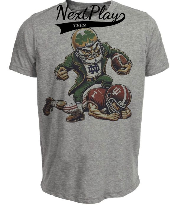 Notre Dame Fighting Irish vs. Indiana Hoosiers Exclusive Retro Rivalries Playoff Football Artwork Heather Gray Sublimated T-Shirt