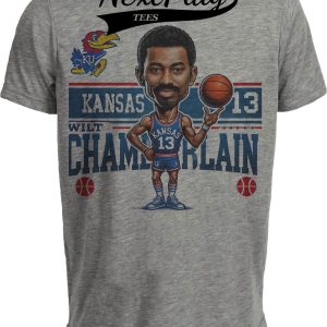 Kansas Jayhawks Wilt Chamberlain Exclusive Retro Basketball 1956 Artwork Heather Gray Sublimated T-Shirt
