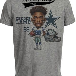 Dallas Cowboys CeeDee Lamb WR 
Exclusive Retro Football Artwork Heather Gray Sublimated T-Shirt