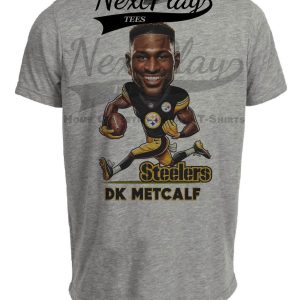 Pittsburgh Steelers DK Metcalf Exclusive Retro Football Artwork Heather Gray Sublimated T-Shirt
