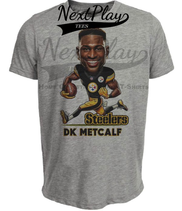 Pittsburgh Steelers DK Metcalf Exclusive Retro Football Artwork Heather Gray Sublimated T-Shirt