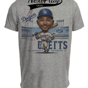 Los Angeles Dodgers Mookie Betts Exclusive Stadium Retro Baseball Artwork Heather Gray Sublimated T-Shirt