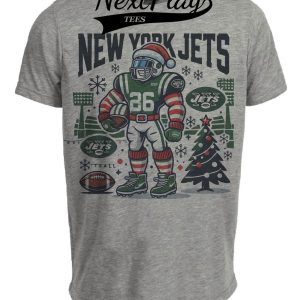 New York Jets Holiday Exclusive Retro Football Artwork Heather Gray Sublimated T-Shirt