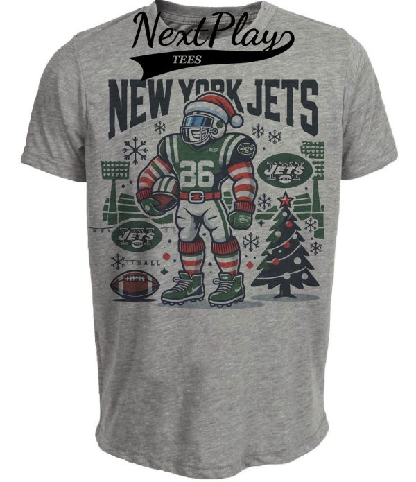 New York Jets Holiday Exclusive Retro Football Artwork Heather Gray Sublimated T-Shirt