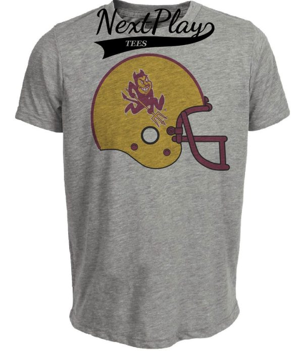 Arizona State Sun Devils Retro Football Helmet 1968 Artwork Heather Gray Sublimated T-Shirt