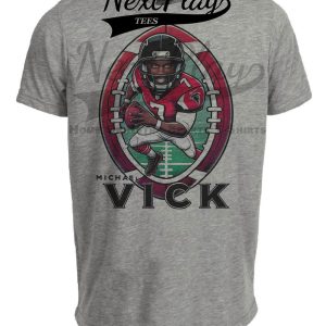 Atlanta Falcons Michael Vick Exclusive Retro Football Artwork Heather Gray Sublimated T-Shirt