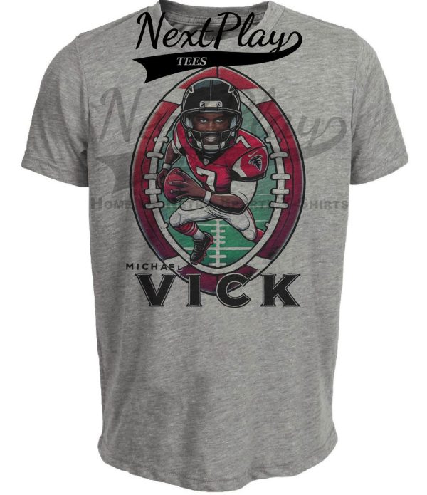 Atlanta Falcons Michael Vick Exclusive Retro Football Artwork Heather Gray Sublimated T-Shirt