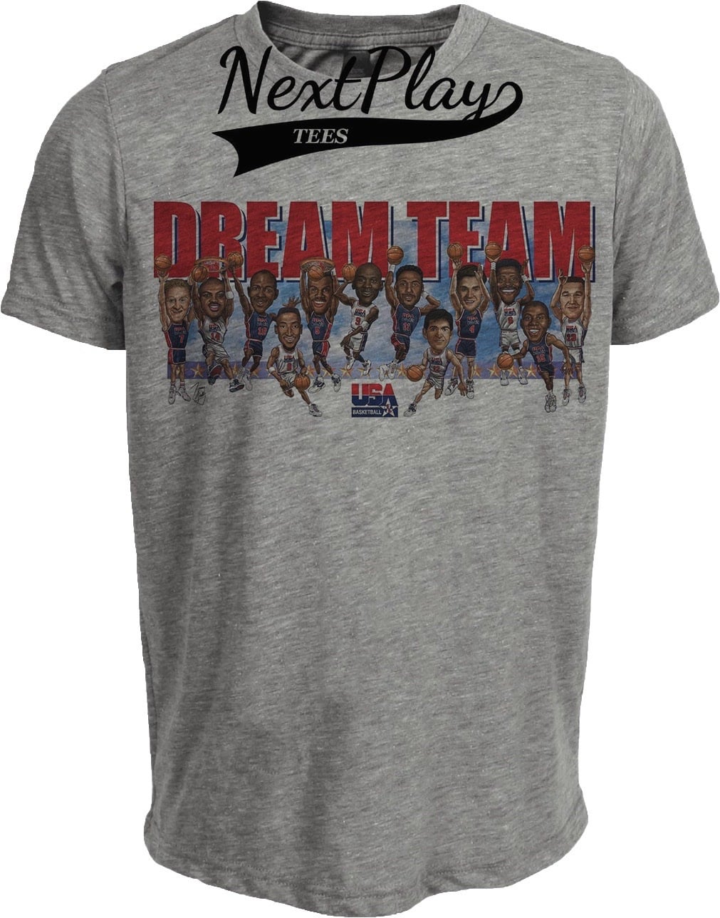 USA Dream Team Olympics Retro Jordan Bird Basketball 1992 Artwork Gray Sublimated T-Shirt