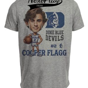 Duke Blue Devils Cooper Flagg Exclusive Retro Basketball Artwork Heather Gray Sublimated T-Shirt