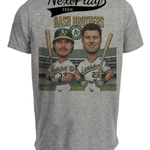Oakland A’s Bash Brothers Jose Canseco Mark McGwire Exclusive Retro Baseball 1989 Artwork Heather Gray Sublimated T-Shirt