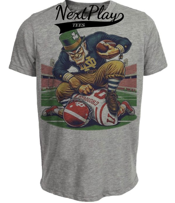 Notre Dame Fighting Irish vs. Indiana Hoosiers Exclusive Retro Rivalries Playoff Football Artwork Heather Gray Sublimated T-Shirt