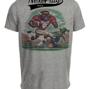Indiana Hoosiers vs. Notre Dame Fighting Irish Exclusive Retro Rivalries Playoff Football Artwork Heather Gray Sublimated T-Shirt