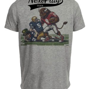 Indiana Hoosiers vs. Notre Dame Fighting Irish Exclusive Retro Rivalries Playoff Football Artwork Heather Gray Sublimated T-Shirt