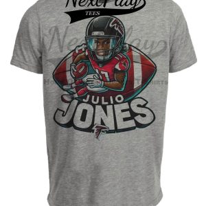 Atlanta Falcons Julio Jones Exclusive Retro Football Artwork Heather Gray Sublimated T-Shirt