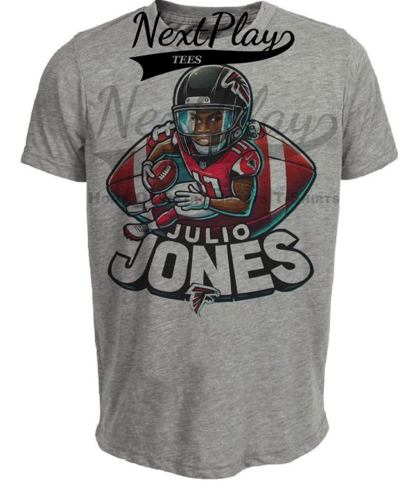 Atlanta Falcons Julio Jones Exclusive Retro Football Artwork Heather Gray Sublimated T-Shirt