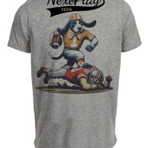 Tennessee Volunteers vs. Ohio State Buckeyes Exclusive Retro Rivalries Playoff Football Artwork Heather Gray Sublimated T-Shirt