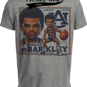 Auburn Tigers Charles Barkley Exclusive Retro Basketball 1982 Artwork Heather Gray Sublimated T-Shirt