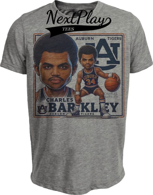 Auburn Tigers Charles Barkley Exclusive Retro Basketball 1982 Artwork Heather Gray Sublimated T-Shirt