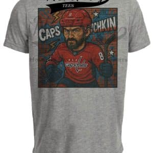 Washington Capitals Alex Ovechkin Caricature Exclusive Retro Hockey Artwork Heather Gray Sublimated T-Shirt