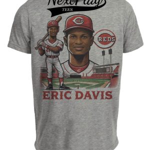Cincinnati Reds Eric Davis Exclusive Stadium Retro Baseball Artwork Heather Gray Sublimated T-Shirt