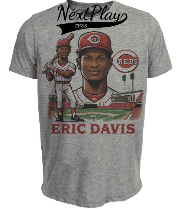 Cincinnati Reds Eric Davis Exclusive Stadium Retro Baseball Artwork Heather Gray Sublimated T-Shirt