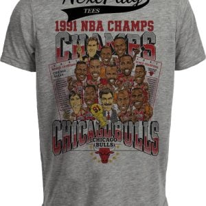 Chicago Bulls Retro World Champs Basketball 1991 Artwork Heather Gray Sublimated T-Shirt