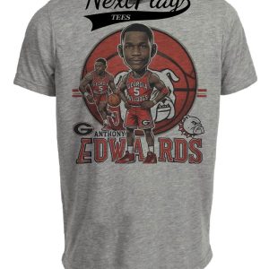 Georgia Bulldogs Anthony Edwards Ant Man Exclusive Retro Basketball Artwork Heather Gray Sublimated T-Shirt
