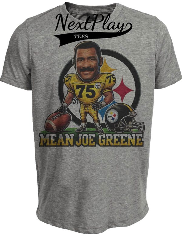 Pittsburgh Steelers Mean Joe Greene Exclusive Retro Football 1978 Artwork Heather Gray Sublimated T-Shirt