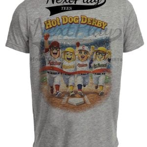 Hot Dog Derby Race Baseball Gray Sublimated T-Shirt