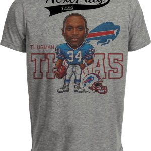 Buffalo Bills Thurman Thomas Exclusive Retro Football 1989 Artwork Heather Gray Sublimated T-Shirt