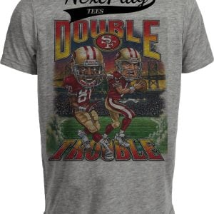 San Francisco 49ers Steve Young & Jerry Rice Double Trouble Retro Football Gray Sublimated T-Shirt